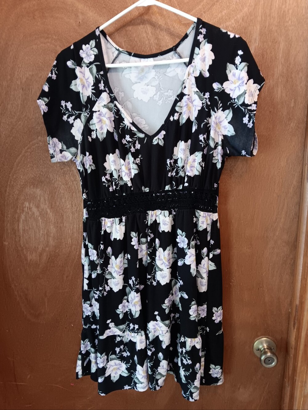 No Boundaries Black Floral V-Neck Mini Dress